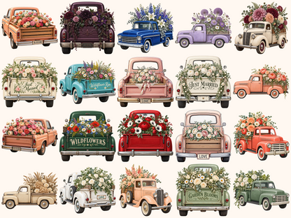 Floral Trucks Clipart