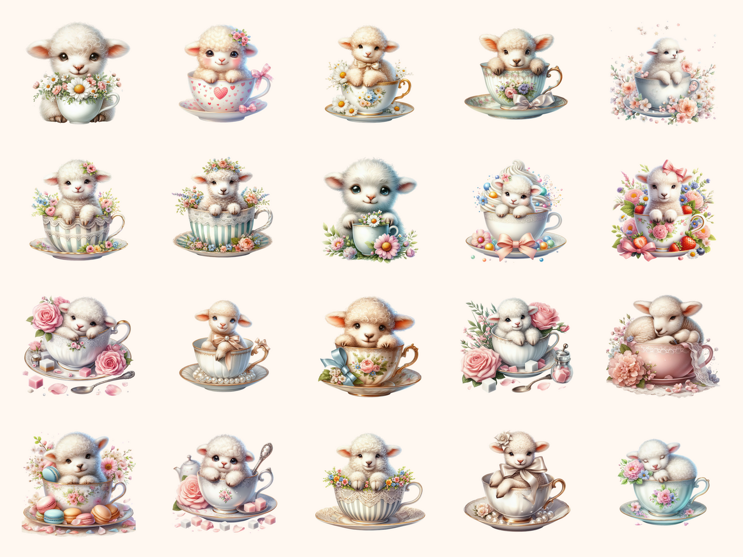 Teacup Lambs Clipart