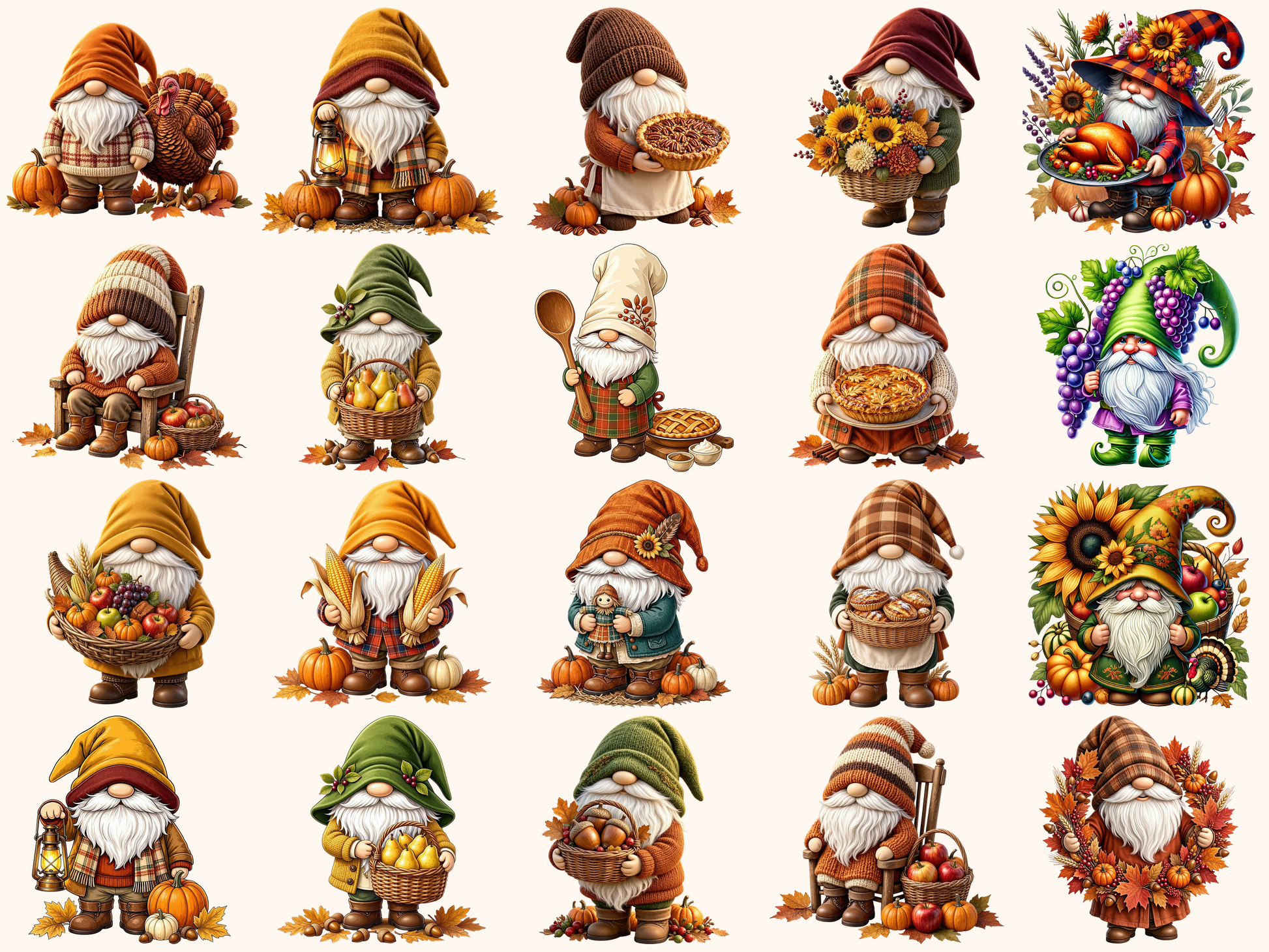 Thanksgiving Gnomes Clipart
