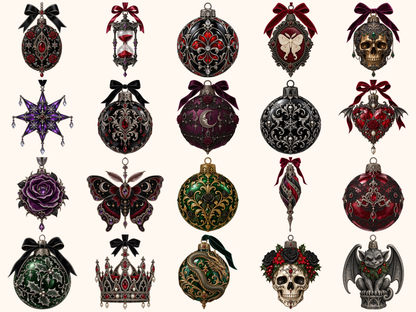 Gothic Christmas Ornaments Clipart — listing preview 1