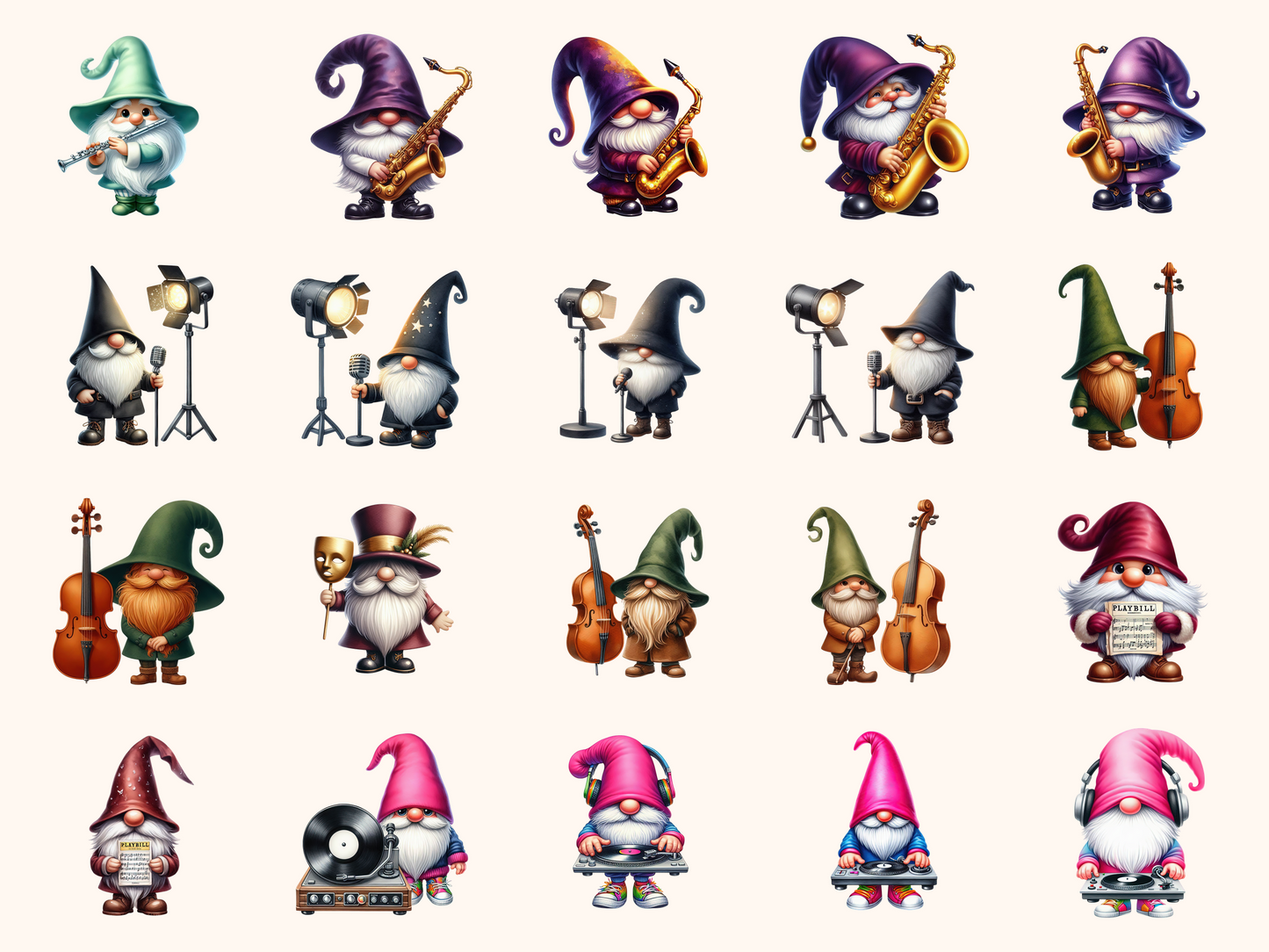 Musical Gnomes Clipart