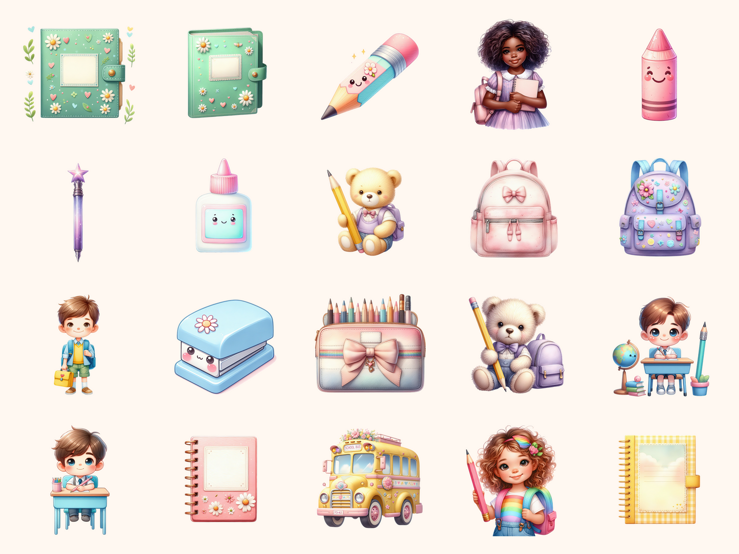 Pastel Back to School Clipart