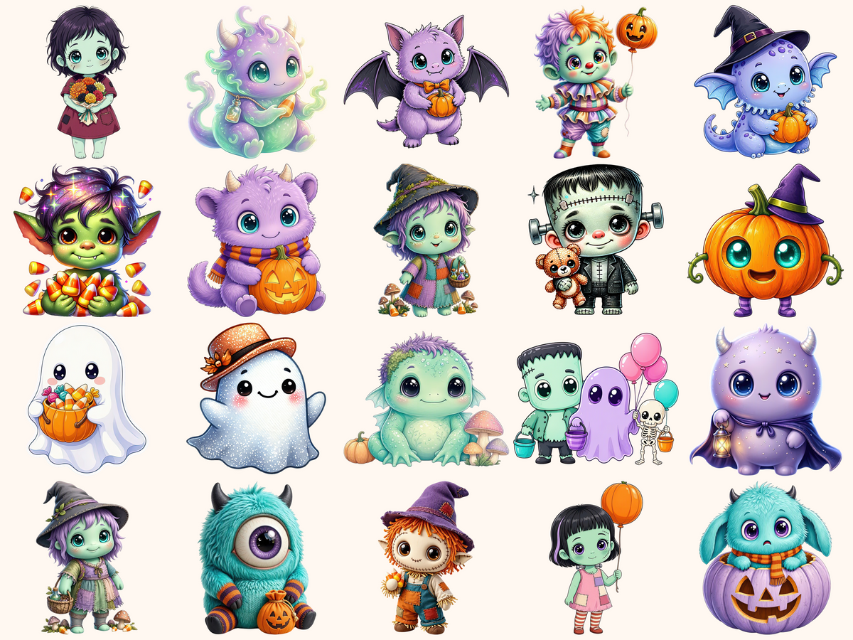 Little Halloween Monsters Clipart