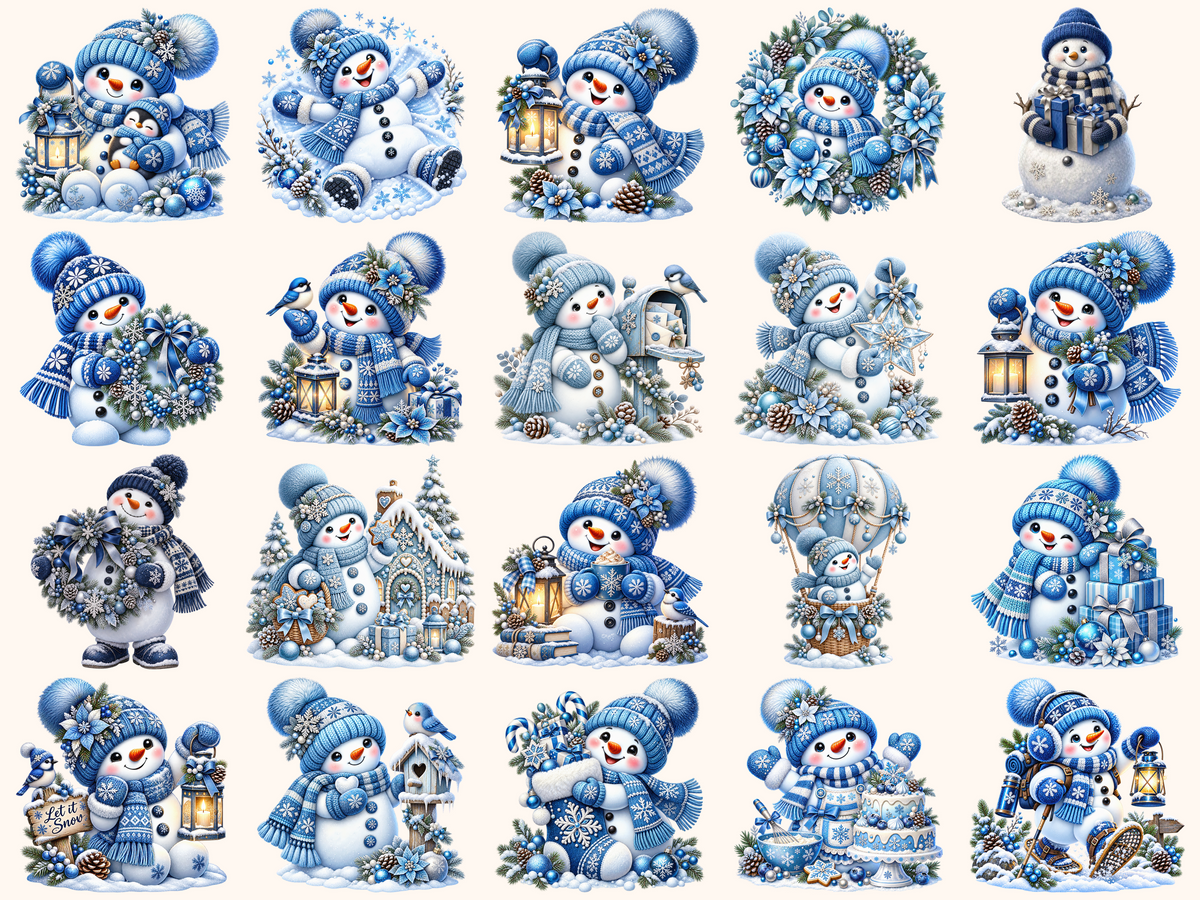 Blue Snowman Clipart