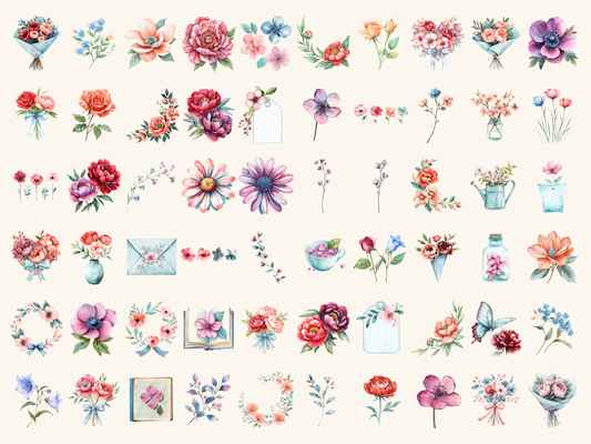 Floral Spring Watercolor Clipart