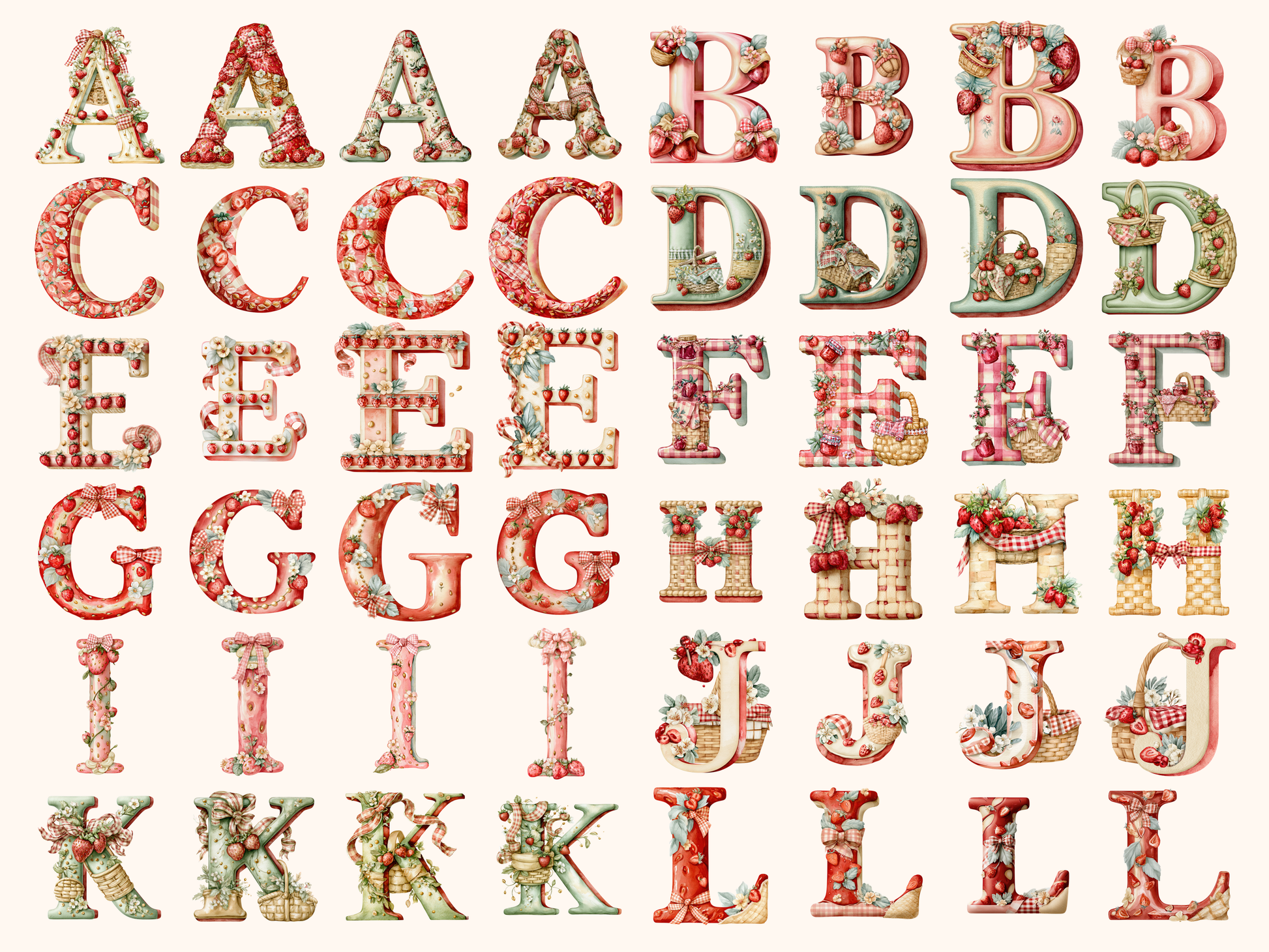 Strawberry Picnic Alphabet & Numbers