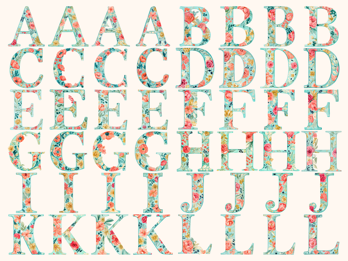 Floral Alphabet & Numbers