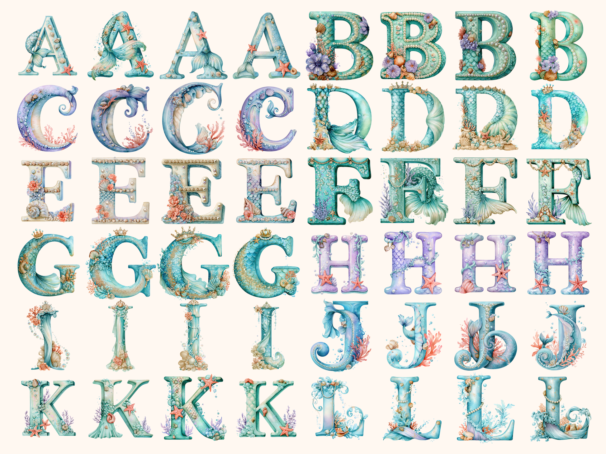 Mermaid Alphabet & Numbers