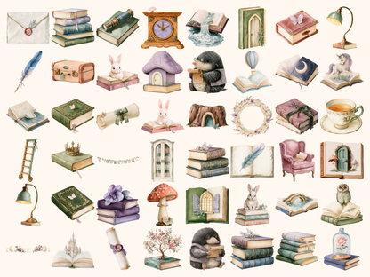 Fairytale Books Watercolor Clipart