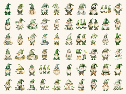 Shamrock Gnomes Watercolor Clipart