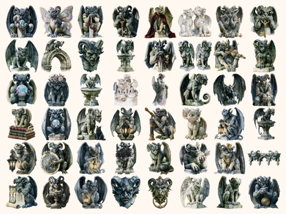 Gargoyles Watercolor Clipart