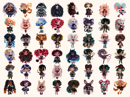 Spooky Chibi Academy Watercolor Clipart — listing preview 1