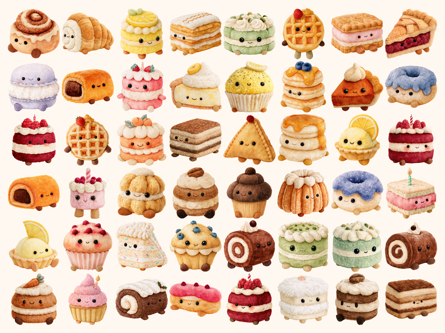 Plushie Cakes Watercolor Clipart