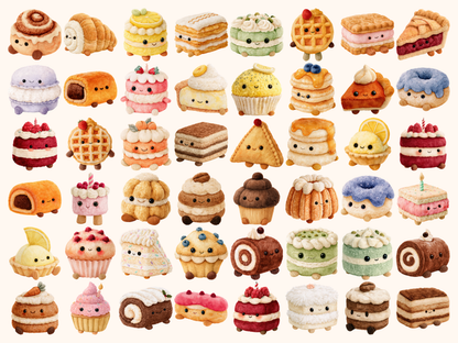 Plushie Cakes Watercolor Clipart