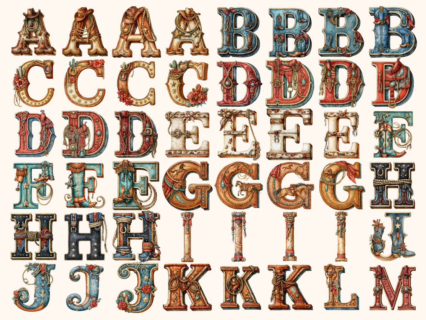Rodeo Cowboy Alphabet & Numbers