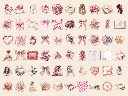 Messy Coquette Watercolor Clipart