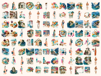 Montenegro Summer Watercolor Clipart