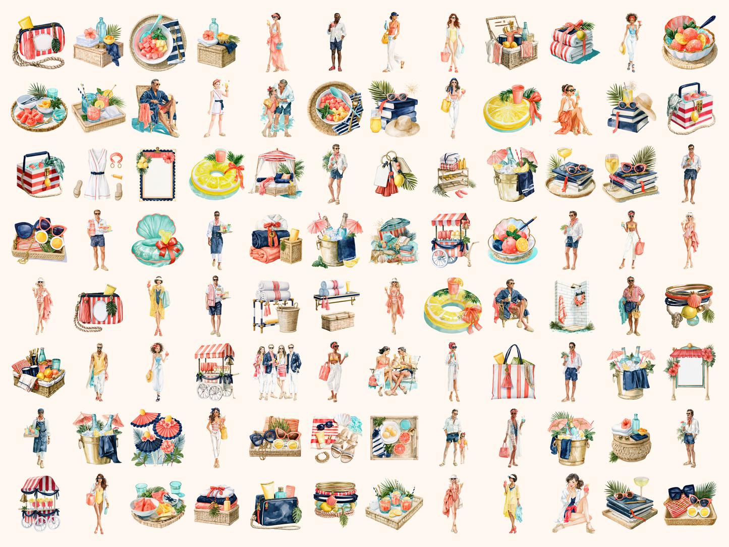 Cabana Club Watercolor Clipart