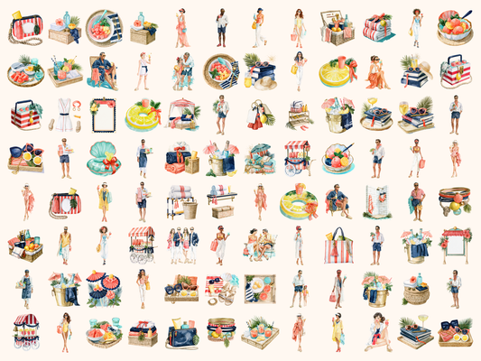 Cabana Club Watercolor Clipart