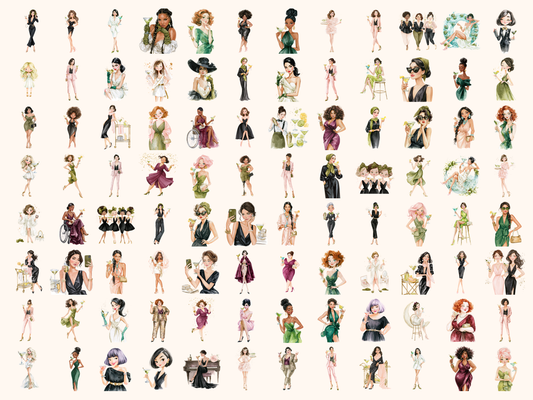 Martini Girls Watercolor Clipart