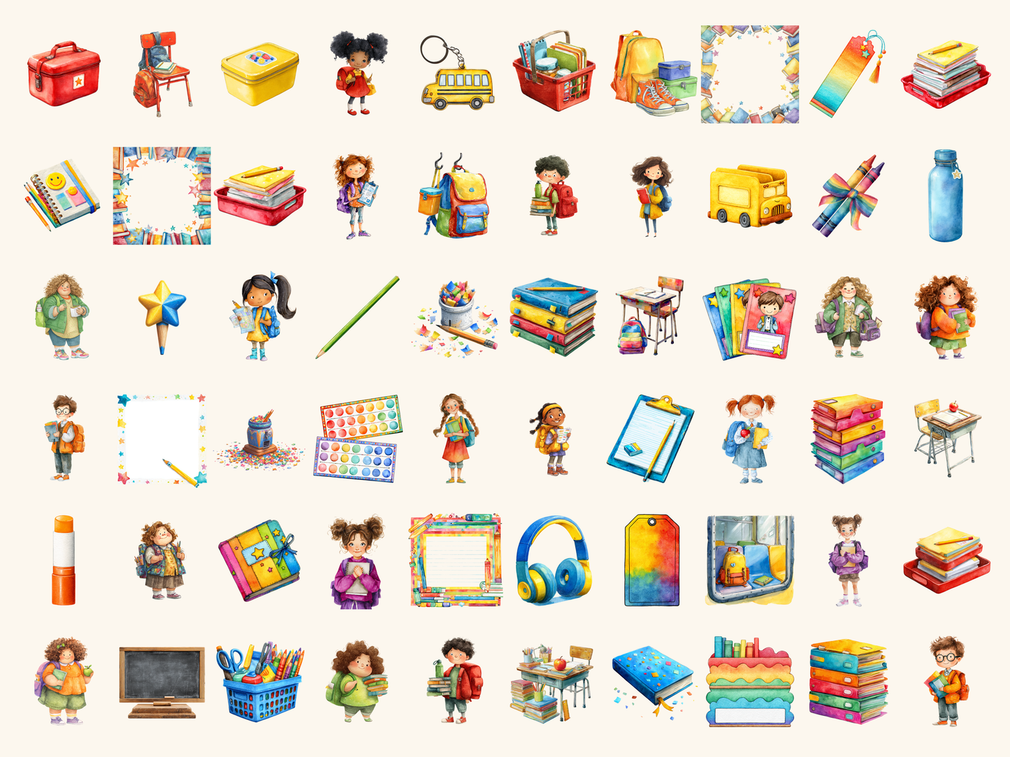 Back to School Watercolor Clipart