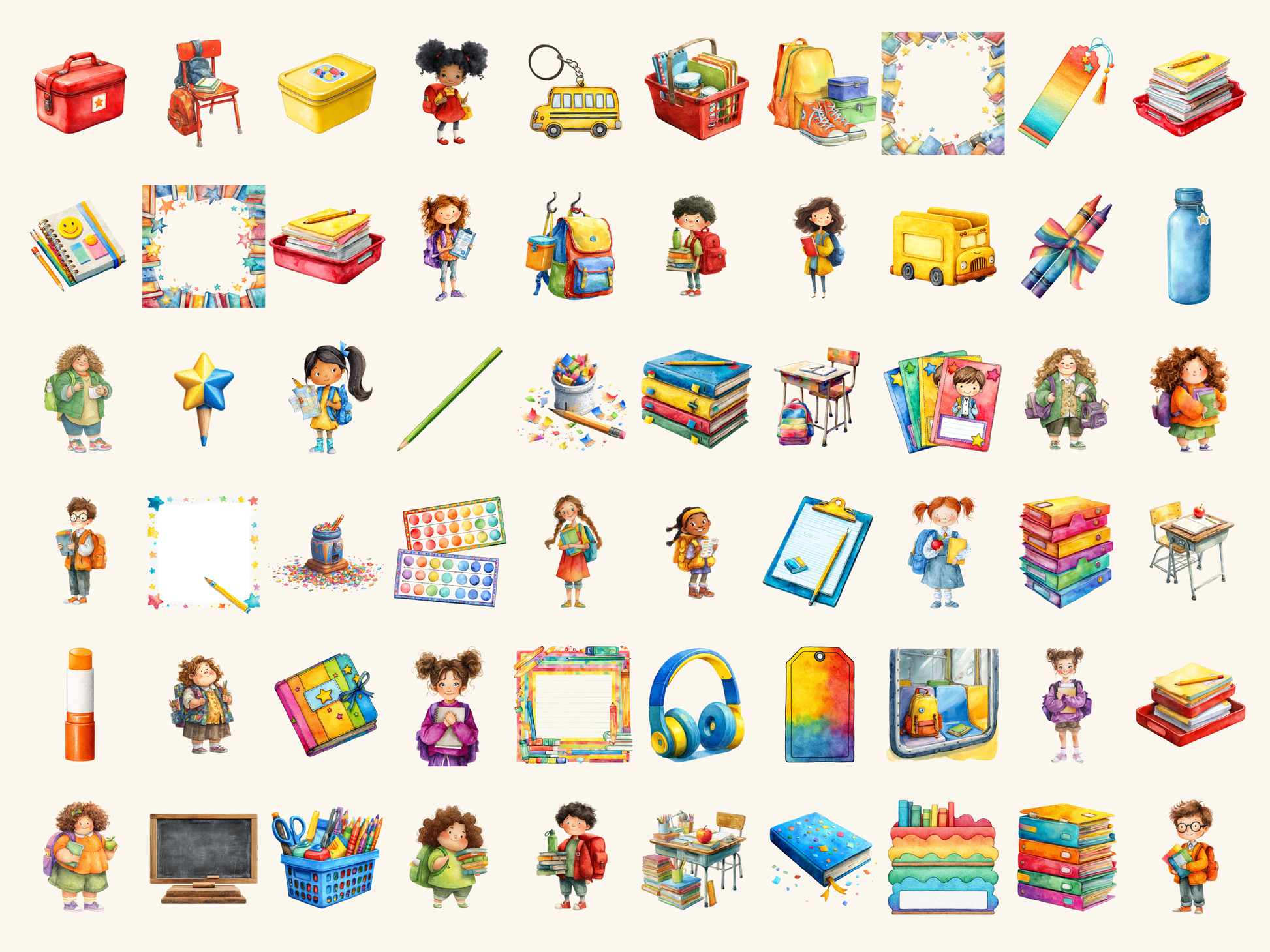 Back to School Watercolor Clipart