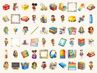 Back to School Watercolor Clipart