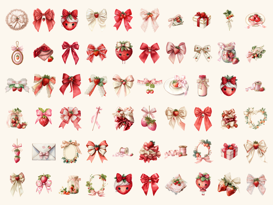 Strawberry Coquette Watercolor Clipart