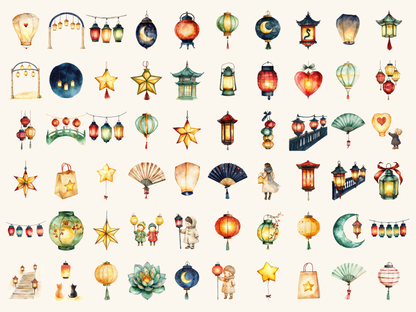 Lantern Festival Watercolor Clipart
