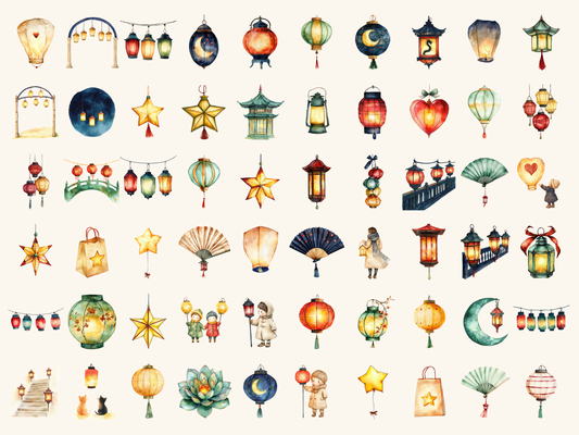 Lantern Festival Watercolor Clipart
