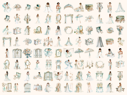 Coastal Bride Watercolor Clipart