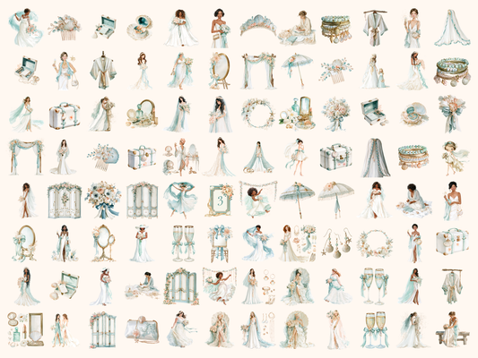 Coastal Bride Watercolor Clipart