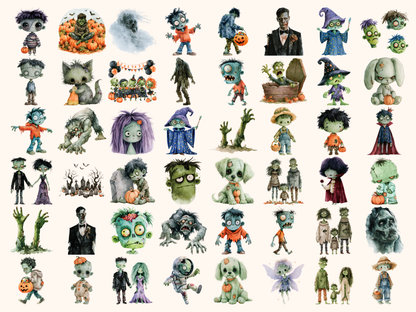 Zombies Watercolor Clipart