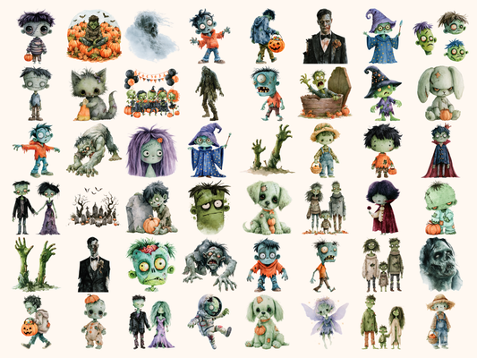 Zombies Watercolor Clipart