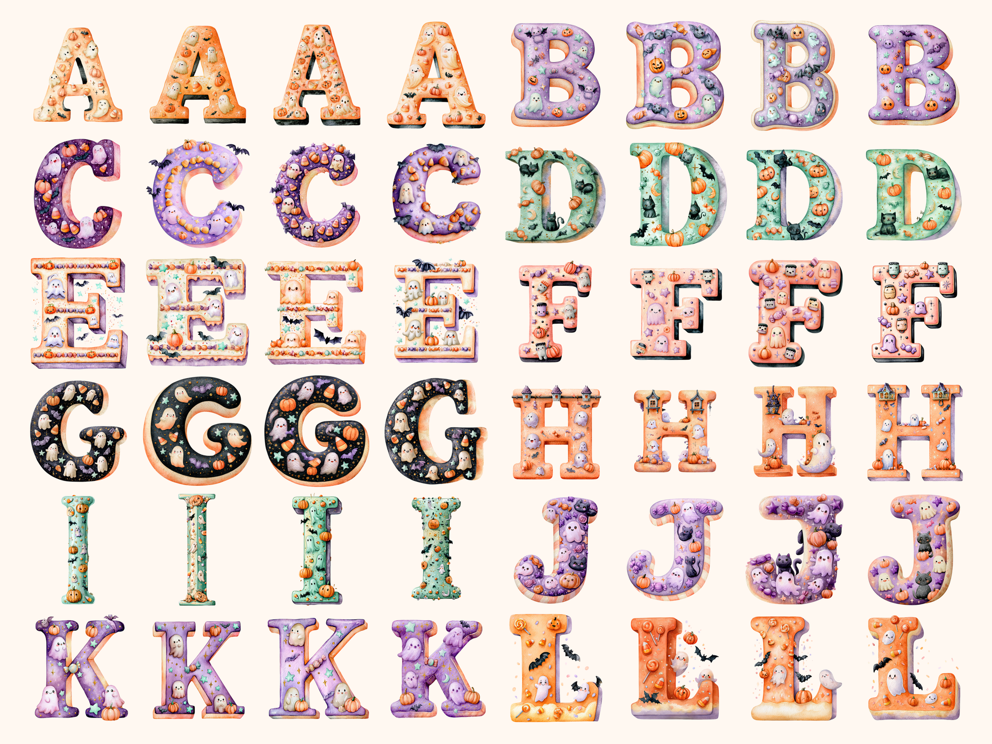 Halloween Cute Alphabet & Numbers