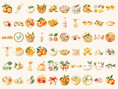 Lucky Food Watercolor Clipart