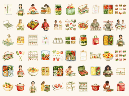Meal Prep Watercolor Clipart