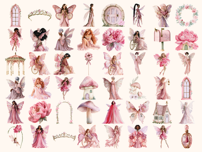 Pink Fairies Watercolor Clipart