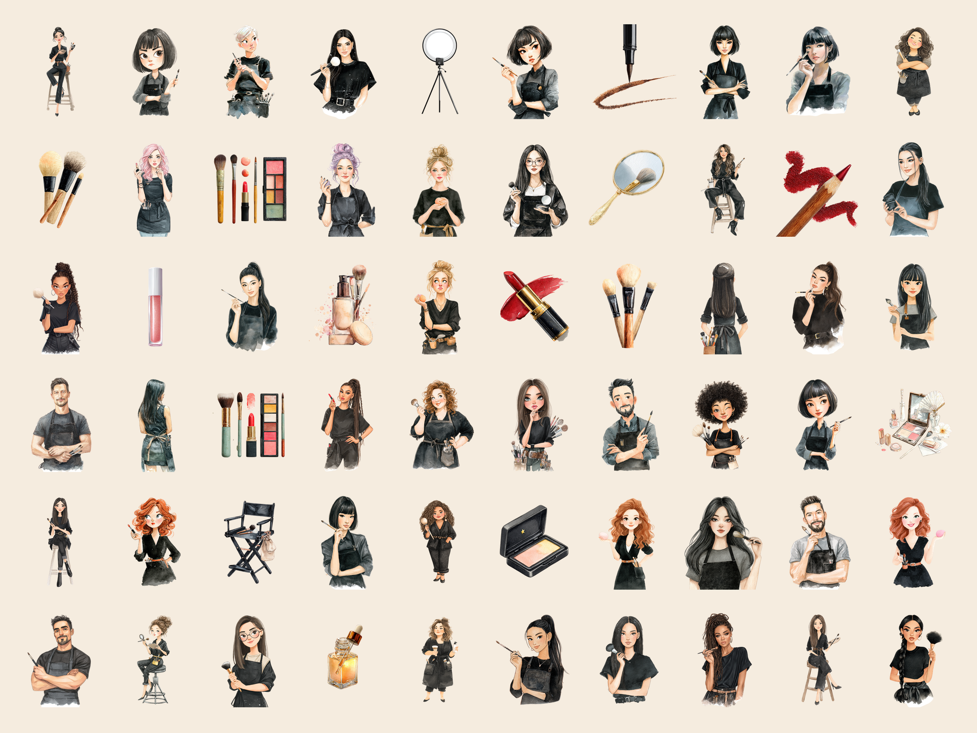 Makeup Artist Watercolor Clipart