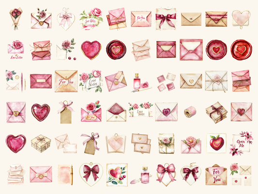Love Letters Watercolor Clipart