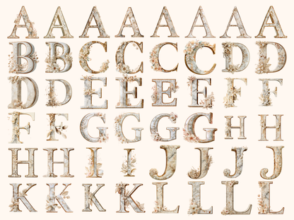 Elegant Gold Monogram Alphabet & Numbers