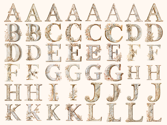 Elegant Gold Monogram Alphabet & Numbers