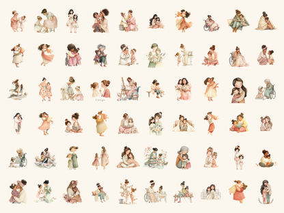 Mom & Daughter Watercolor Clipart