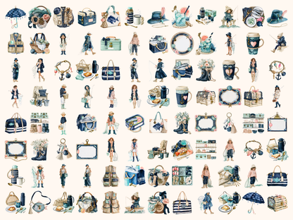 Fishergirls Watercolor Clipart