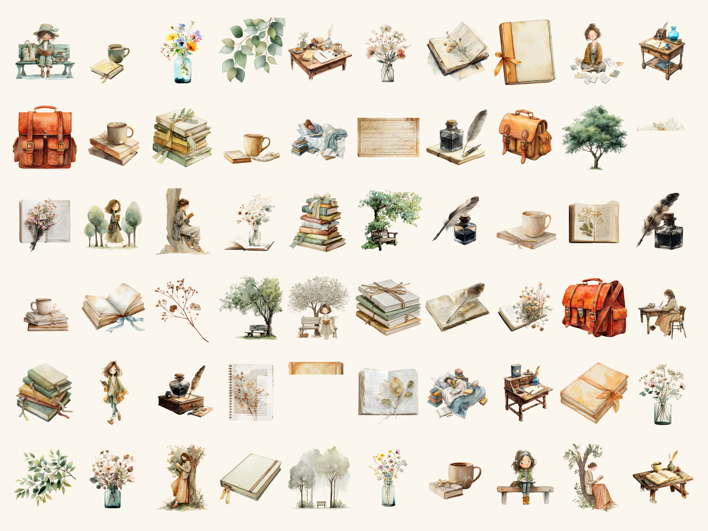 Poetcore Girls Watercolor Clipart