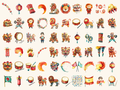 Lion Parade Watercolor Clipart