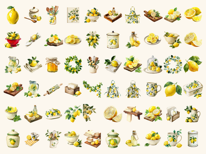 Lemon Kitchen Watercolor Clipart