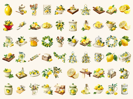 Lemon Kitchen Watercolor Clipart