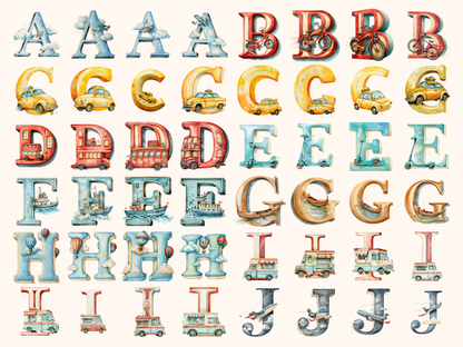 Transportation Alphabet & Numbers