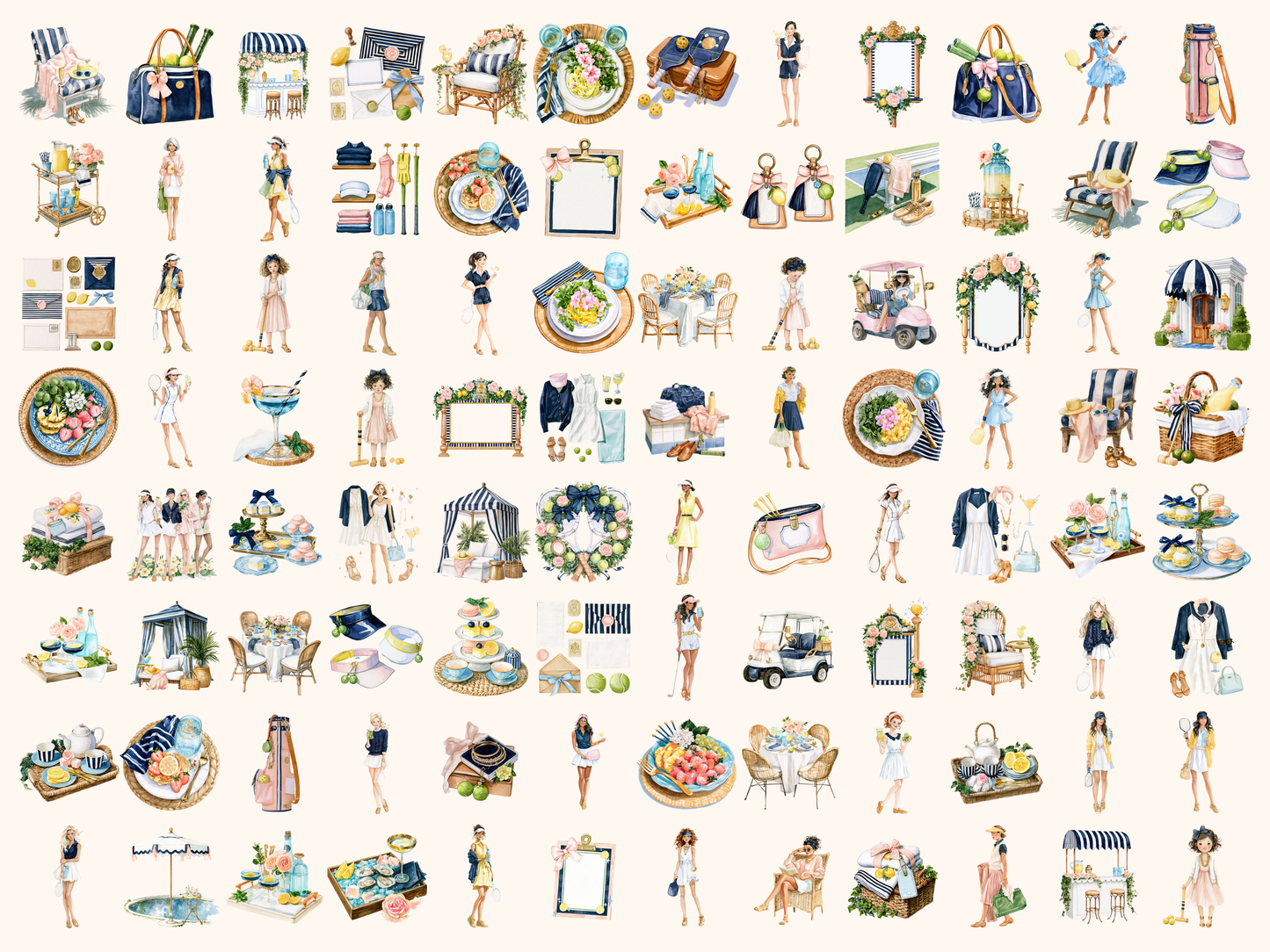 Country Club Watercolor Clipart